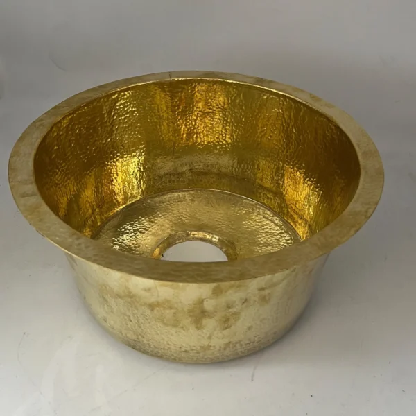 Handmade Unlacquered Brass Sink – Round Hammered Drop-In Solid Brass Bathroom - Image 2