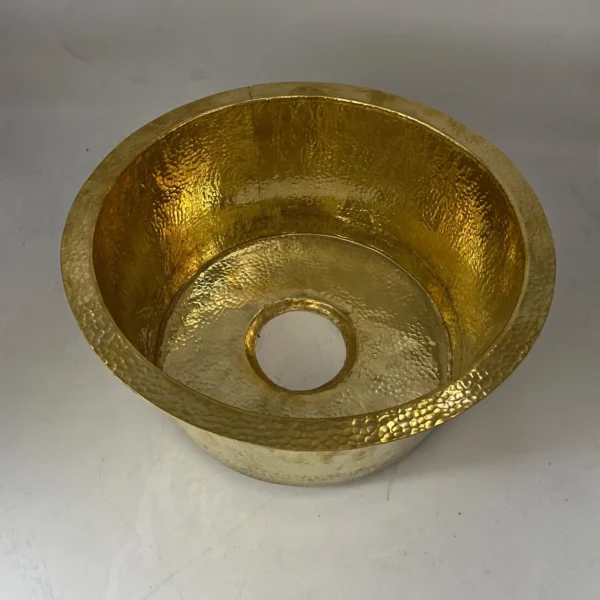 Handmade Unlacquered Brass Sink – Round Hammered Drop-In Solid Brass Bathroom - Image 4