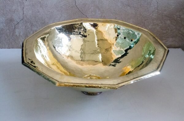 Decagon Hammered Brass Sink – Solid Brass Bathroom or Kitchen Bar Sink - Image 3