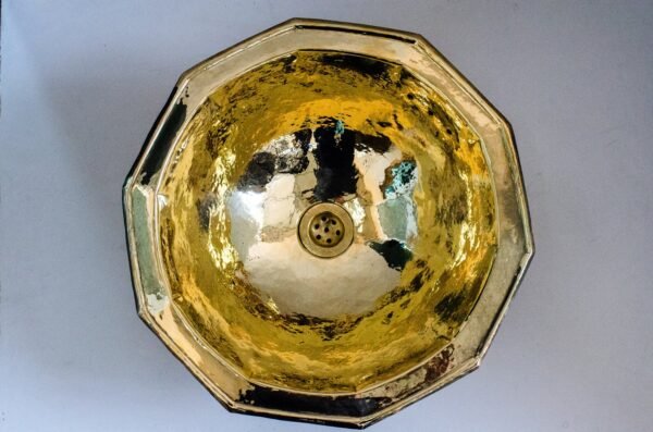 Decagon Hammered Brass Sink – Solid Brass Bathroom or Kitchen Bar Sink - Image 4