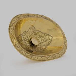 Oval Brass Bathroom Sink – Engraved Antique Drop-In Basin – Handmade Solid Brass