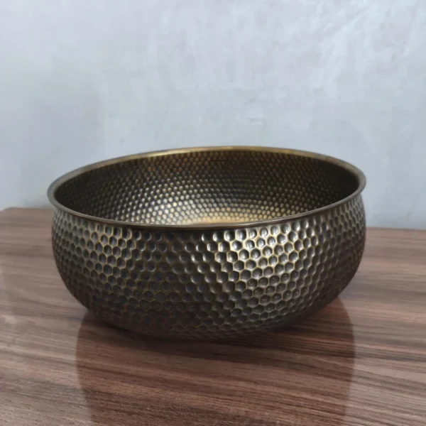 Handmade Moroccan Hammered Brass Sink – Round Artisanal Bathroom & Kitchen Basin with Matching Drain - Image 6