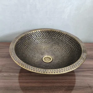 Handmade Moroccan Hammered Brass Sink – Round Artisanal Bathroom & Kitchen Basin