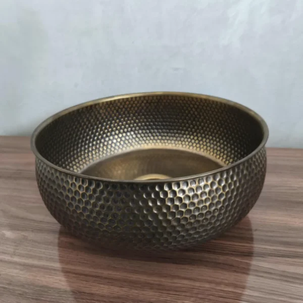Handmade Moroccan Hammered Brass Sink – Round Artisanal Bathroom & Kitchen Basin with Matching Drain - Image 8