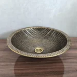 Handmade Moroccan Hammered Brass Sink – Round Artisanal Bathroom & Kitchen Basin - Image 4