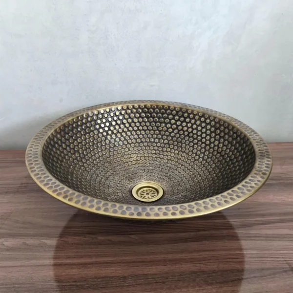 Handmade Moroccan Hammered Brass Sink – Round Artisanal Bathroom & Kitchen Basin - Image 4