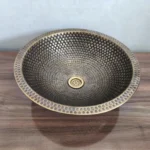 Handmade Moroccan Hammered Brass Sink – Round Artisanal Bathroom & Kitchen Basin - Image 5