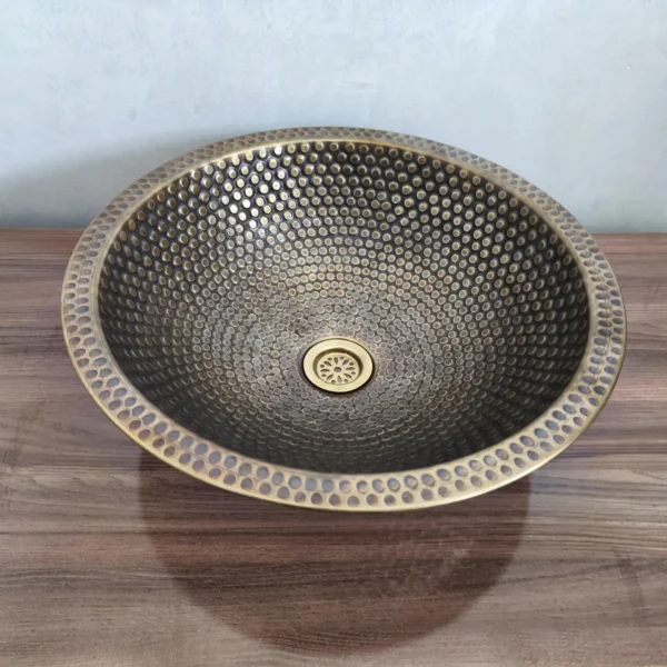Handmade Moroccan Hammered Brass Sink – Round Artisanal Bathroom & Kitchen Basin - Image 5