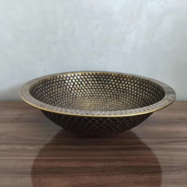 Handmade Moroccan Hammered Brass Sink – Round Artisanal Bathroom & Kitchen Basin - Image 6