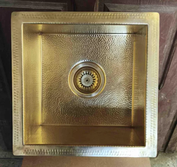 Unlacquered Solid Brass Sink – Handmade Hammered Undermount Brass Kitchen - Image 2