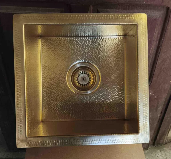 Unlacquered Solid Brass Sink – Handmade Hammered Undermount Brass Kitchen - Image 3