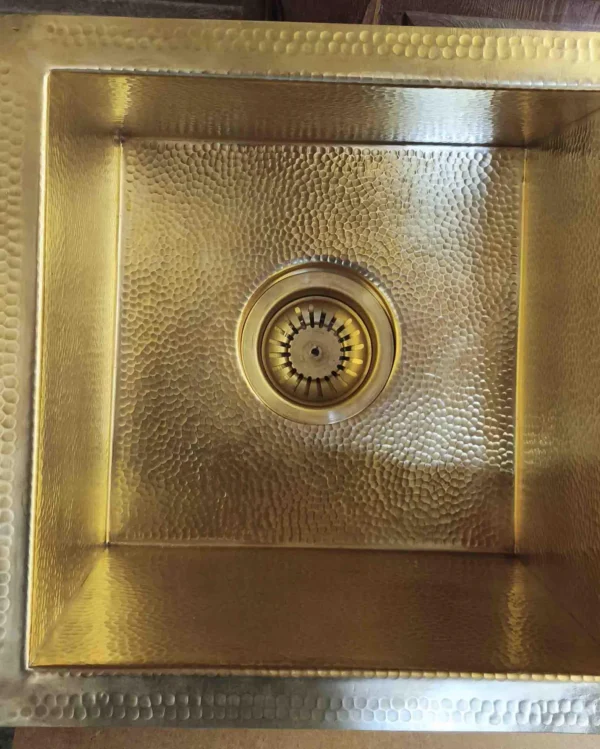 Unlacquered Solid Brass Sink – Handmade Hammered Undermount Brass Kitchen - Image 4