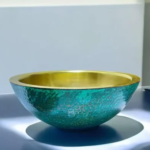 Blue Patina Brass Vessel Sink for Bathroom, Handcrafted Solid Brass Basin, Antique Rustic Bathroom Sink with Timeless Elegance