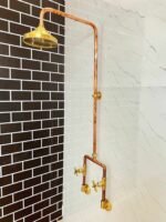 Handmade Copper Outdoor Shower, Wall-Mounted Solid Brass & Copper Shower with Hand Spray, Luxury Industrial Design for Indoor & Outdoor - Image 10