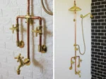 Trio Handcrafted Solid Copper Brass Shower System, Luxury Rainfall Shower Head with Handheld & Wall-Mount, Custom Bathroom Set - Image 5