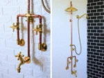 Trio Handcrafted Solid Copper Brass Shower System, Luxury Rainfall Shower Head with Handheld & Wall-Mount, Custom Bathroom Set - Image 6