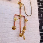 Trio Handcrafted Solid Copper Brass Shower System, Luxury Rainfall Shower Head with Handheld & Wall-Mount, Custom Bathroom Set - Image 7