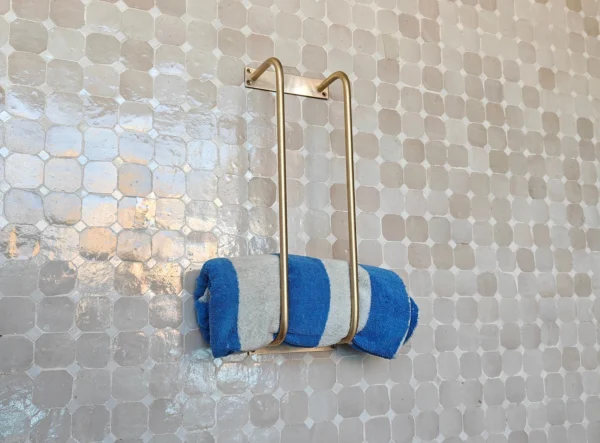Unlacquered Brass Towel Rack, Wall-Mounted Bathroom Towel Holder, Solid Brass Organizer with Vintage Patina, Custom Size Option - Image 2