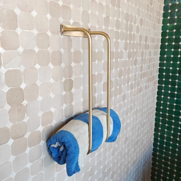 Unlacquered Brass Towel Rack, Wall-Mounted Bathroom Towel Holder, Solid Brass Organizer with Vintage Patina, Custom Size Option - Image 3
