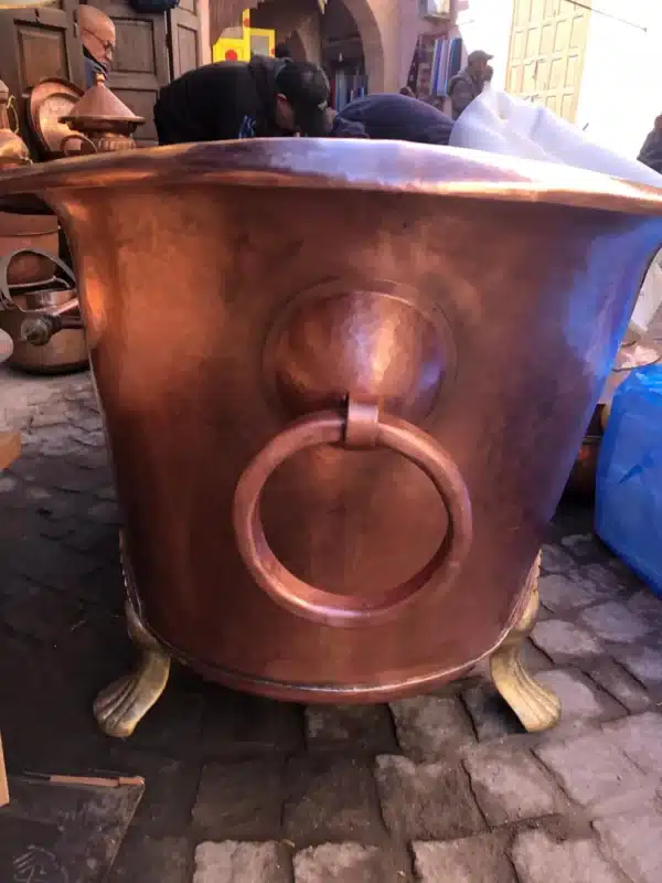 Solid Copper Shower Bathtub, Handmade Brass or Copper Tub with Legs, Custom Freestanding Bathtub with Towel Rack & Drain - Image 4