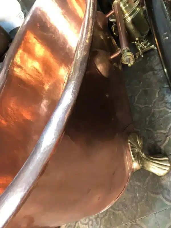Solid Copper Shower Bathtub, Handmade Brass or Copper Tub with Legs, Custom Freestanding Bathtub with Towel Rack & Drain - Image 5