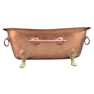 Solid Copper Shower Bathtub, Handmade Brass or Copper Tub with Legs, Custom Freestanding Bathtub with Towel Rack & Drain