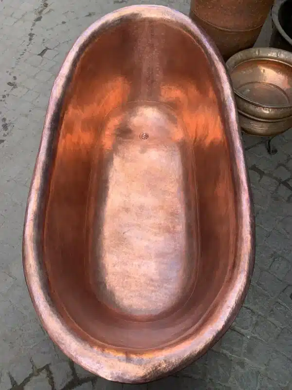 Solid Copper Shower Bathtub, Handmade Brass or Copper Tub with Legs, Custom Freestanding Bathtub with Towel Rack & Drain - Image 10