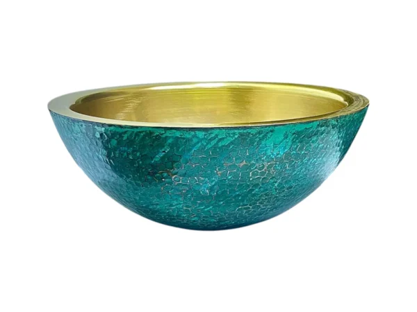 Blue Patina Brass Vessel Sink for Bathroom, Handcrafted Solid Brass Basin, Antique Rustic Bathroom Sink with Timeless Elegance - Image 2