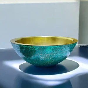 Blue Patina Brass Vessel Sink for Bathroom, Handcrafted Solid Brass Basin, Antique Rustic Bathroom Sink with Timeless Elegance