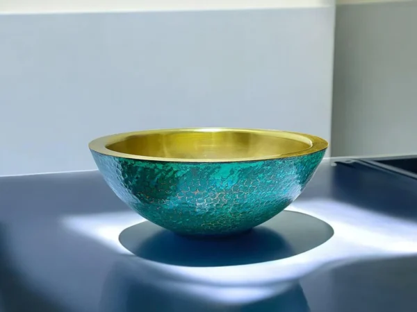 Blue Patina Brass Vessel Sink for Bathroom, Handcrafted Solid Brass Basin, Antique Rustic Bathroom Sink with Timeless Elegance