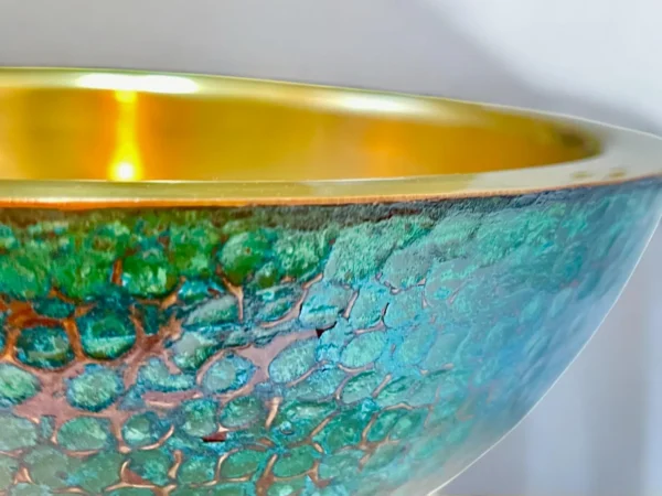 Blue Patina Brass Vessel Sink for Bathroom, Handcrafted Solid Brass Basin, Antique Rustic Bathroom Sink with Timeless Elegance - Image 4