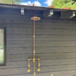 Trio Handcrafted Solid Copper Brass Shower System, Luxury Rainfall Shower Head with Handheld & Wall-Mount, Custom Bathroom Set
