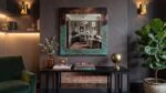 Large Rectangular Copper Mirror, Aged Green Verdigris Finish, Handmade Moroccan Wall Decor, Rustic Geometric Vanity Mirror for Bedroom, Bathroom or Hallway, Boho Home