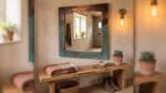 Large Rectangular Copper Mirror, Aged Green Verdigris Finish, Handmade Moroccan Wall Decor, Rustic Geometric Vanity Mirror for Bedroom, Bathroom or Hallway, Boho Home - Image 6