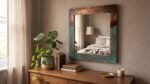 Large Rectangular Copper Mirror, Aged Green Verdigris Finish, Handmade Moroccan Wall Decor, Rustic Geometric Vanity Mirror for Bedroom, Bathroom or Hallway, Boho Home - Image 5
