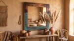 Large Rectangular Copper Mirror, Aged Green Verdigris Finish, Handmade Moroccan Wall Decor, Rustic Geometric Vanity Mirror for Bedroom, Bathroom or Hallway, Boho Home - Image 4