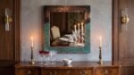 Large Rectangular Copper Mirror, Aged Green Verdigris Finish, Handmade Moroccan Wall Decor, Rustic Geometric Vanity Mirror for Bedroom, Bathroom or Hallway, Boho Home - Image 3