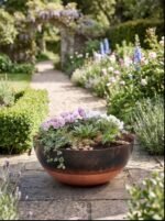 Handmade Hammered Copper Bowl Planter, Green Patina Succulent Pot, Round Rustic Flower Bowl, Indoor Outdoor Garden Decor - Image 4