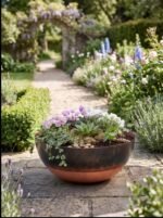 Handmade Hammered Copper Bowl Planter, Green Patina Succulent Pot, Round Rustic Flower Bowl, Indoor Outdoor Garden Decor - Image 7