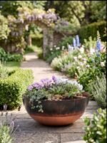 Handmade Hammered Copper Bowl Planter, Green Patina Succulent Pot, Round Rustic Flower Bowl, Indoor Outdoor Garden Decor - Image 8