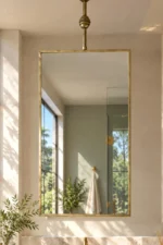 Suspended Rectangular Brass Mirror | Hanging Vanity Mirror with Flat Frame | Antique Brass Ceiling-Mounted Mirror | Custom Size - Image 3